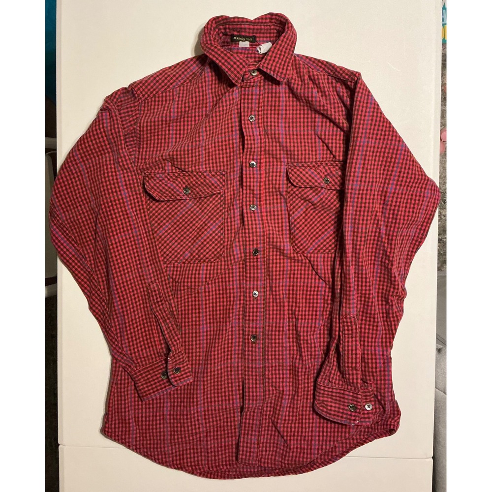 VTG 90s Eddie Bauer McKinley Cloth Red Plaid Flannel Shirt L Tall Long Mens